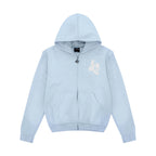 LUKAMACHAIN  Distressed Zip Hoodie Baby Blue