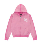 LUKAMACHAIN Distressed Zip Hoodie Pink