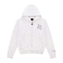 LUKAMACHAIN  Distressed Zip Hoodie White