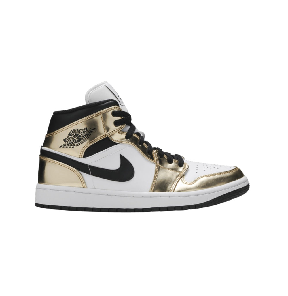 Jordan 1 Mid Metallic Gold Black White