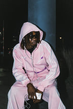 LUKAMACHAIN ZIP HOODIE STRIPED - PINK