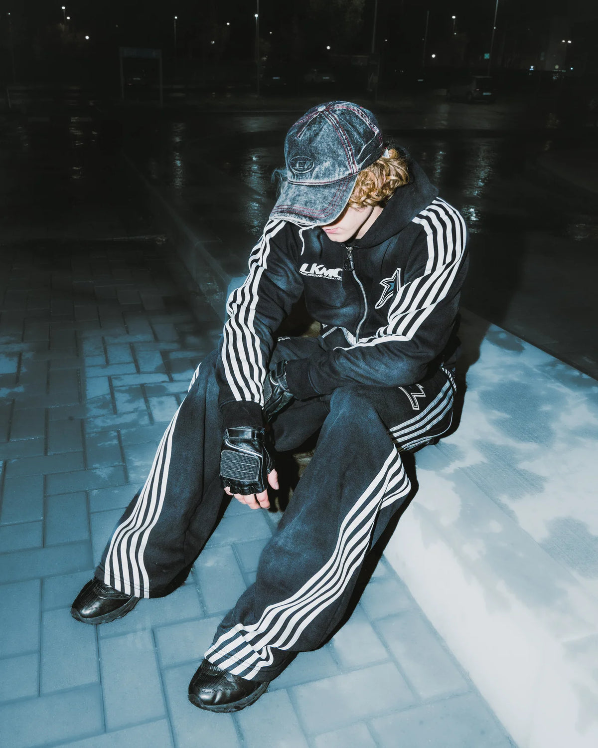 LUKAMACHAIN ZIP HOODIE STRIPED - BLACK