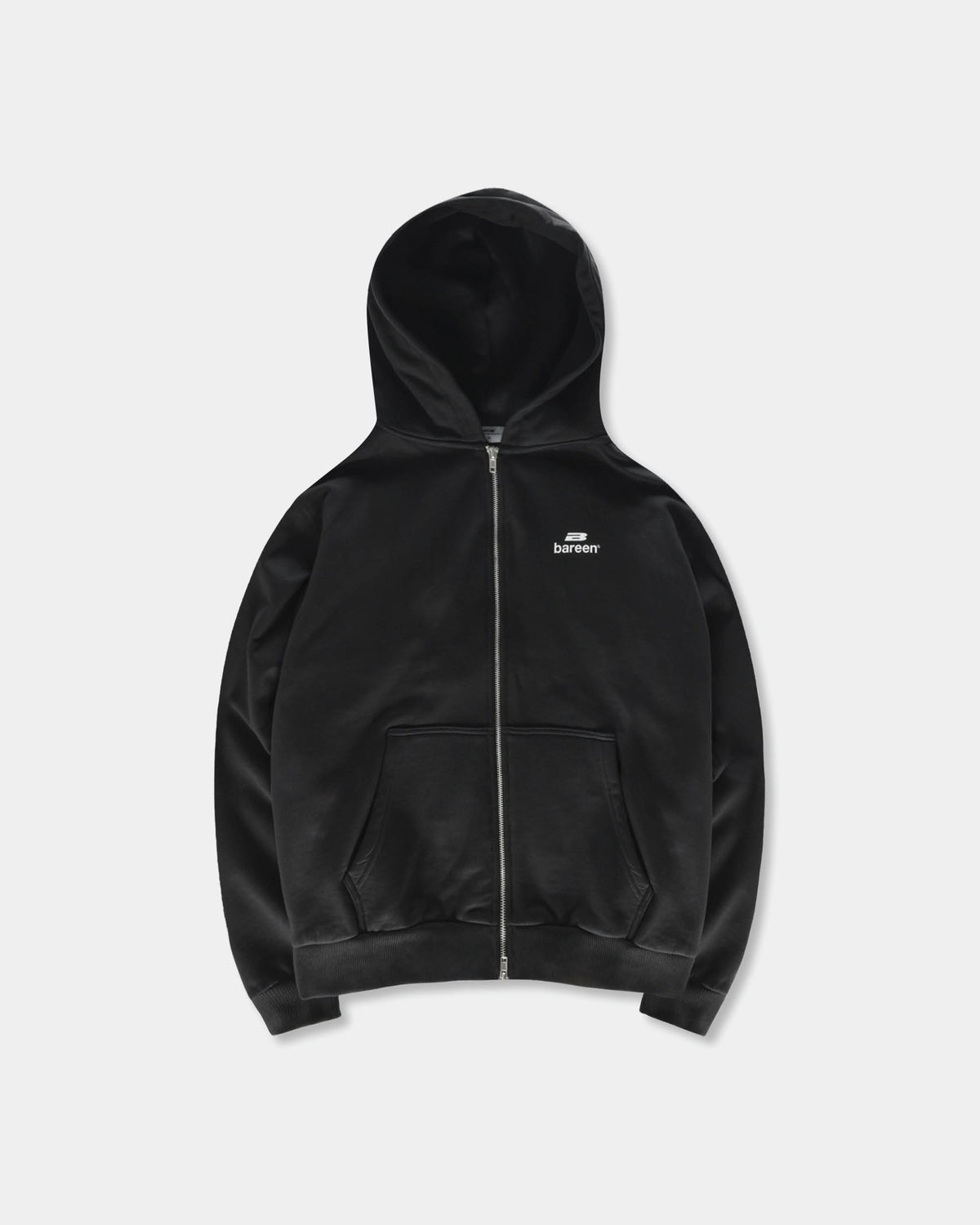 Bareen Oversized Zip Hoodie Logo Black