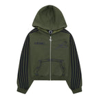 LUKAMACHAIN ​​ZIP HOODIE STRIPED - ARMY GREEN