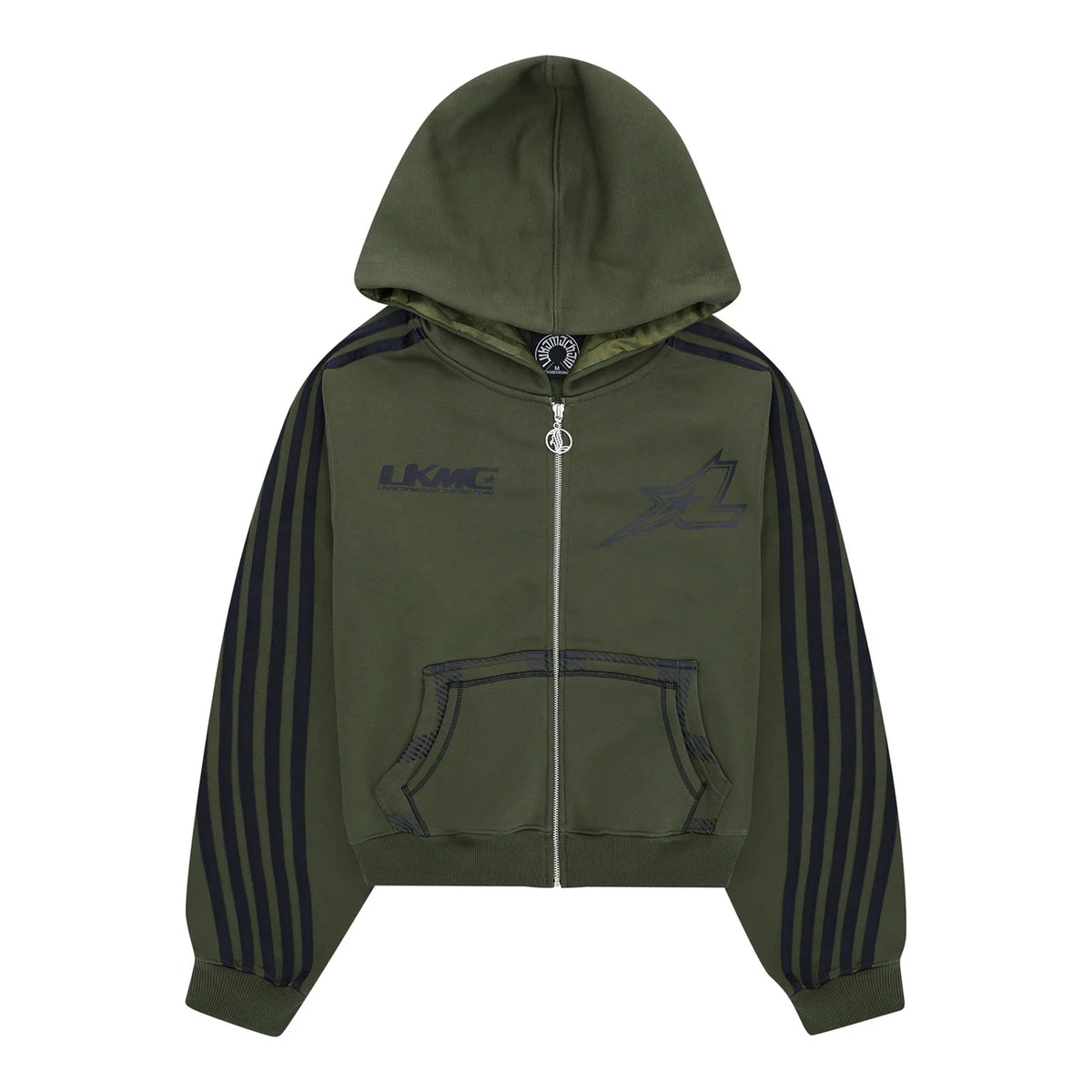LUKAMACHAIN ZIP HOODIE STRIPED - ARMY GREEN