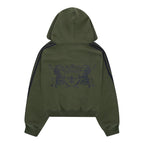 LUKAMACHAIN ​​ZIP HOODIE STRIPED - ARMY GREEN