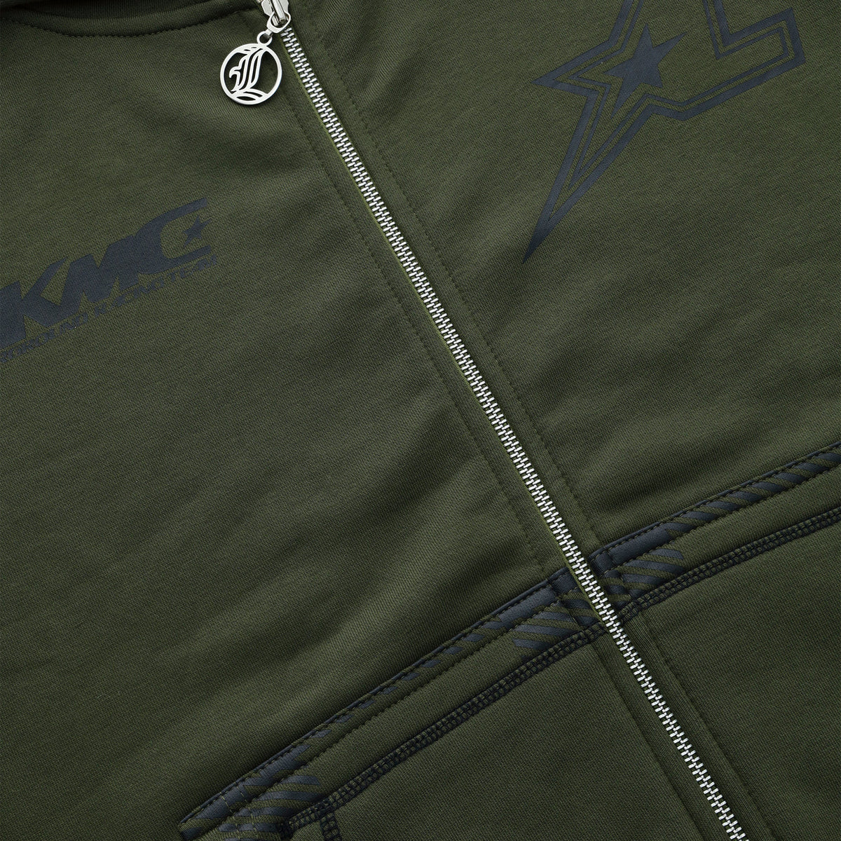 LUKAMACHAIN ​​ZIP HOODIE STRIPED - ARMY GREEN