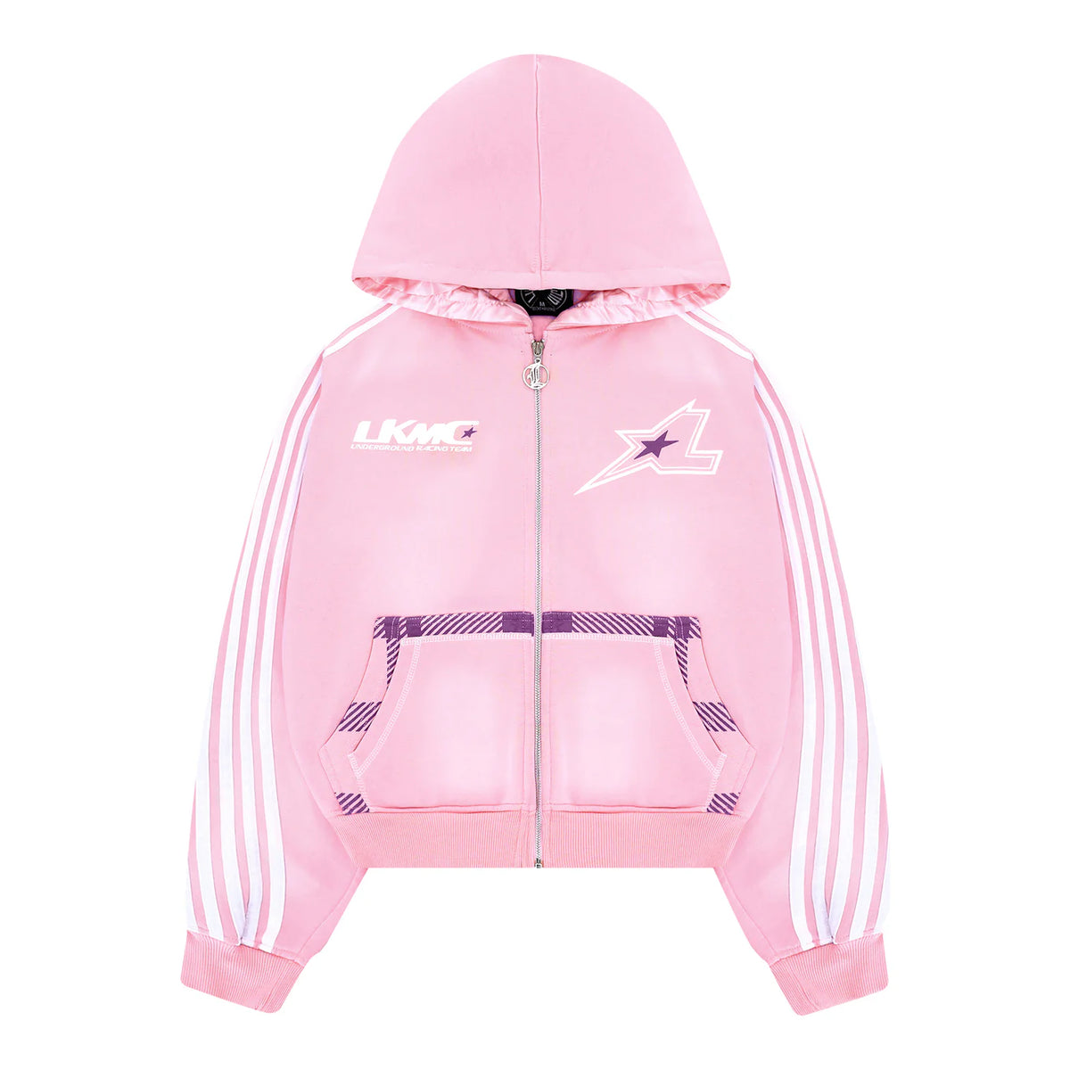 LUKAMACHAIN ZIP HOODIE STRIPED - PINK